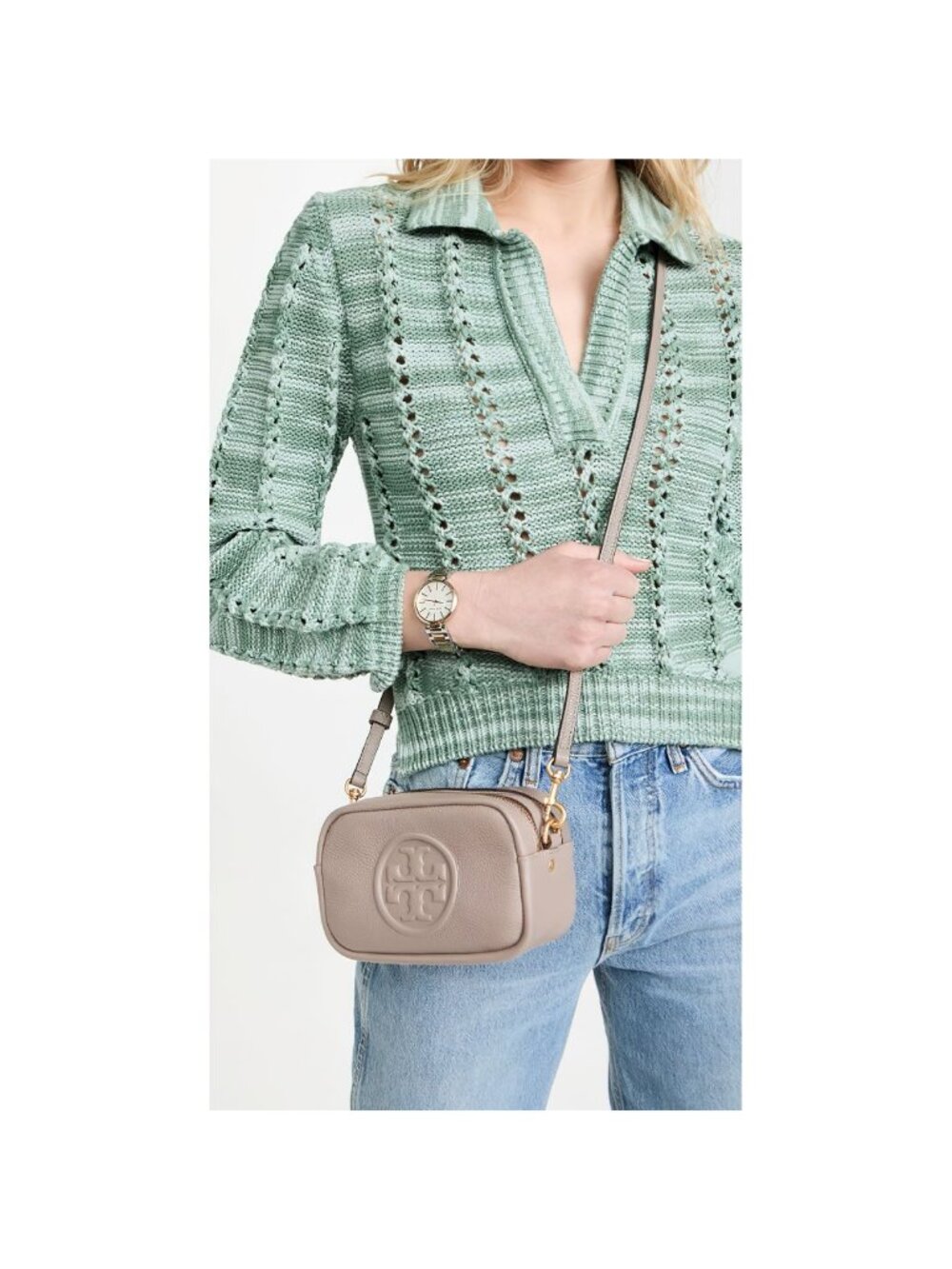 Tory Burch Perry Bombé Mini Bag Gray Heron OS